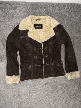 Vintage Dollhouse Brown Corduroy Teddy Jacket with Cream Sherpa Collar